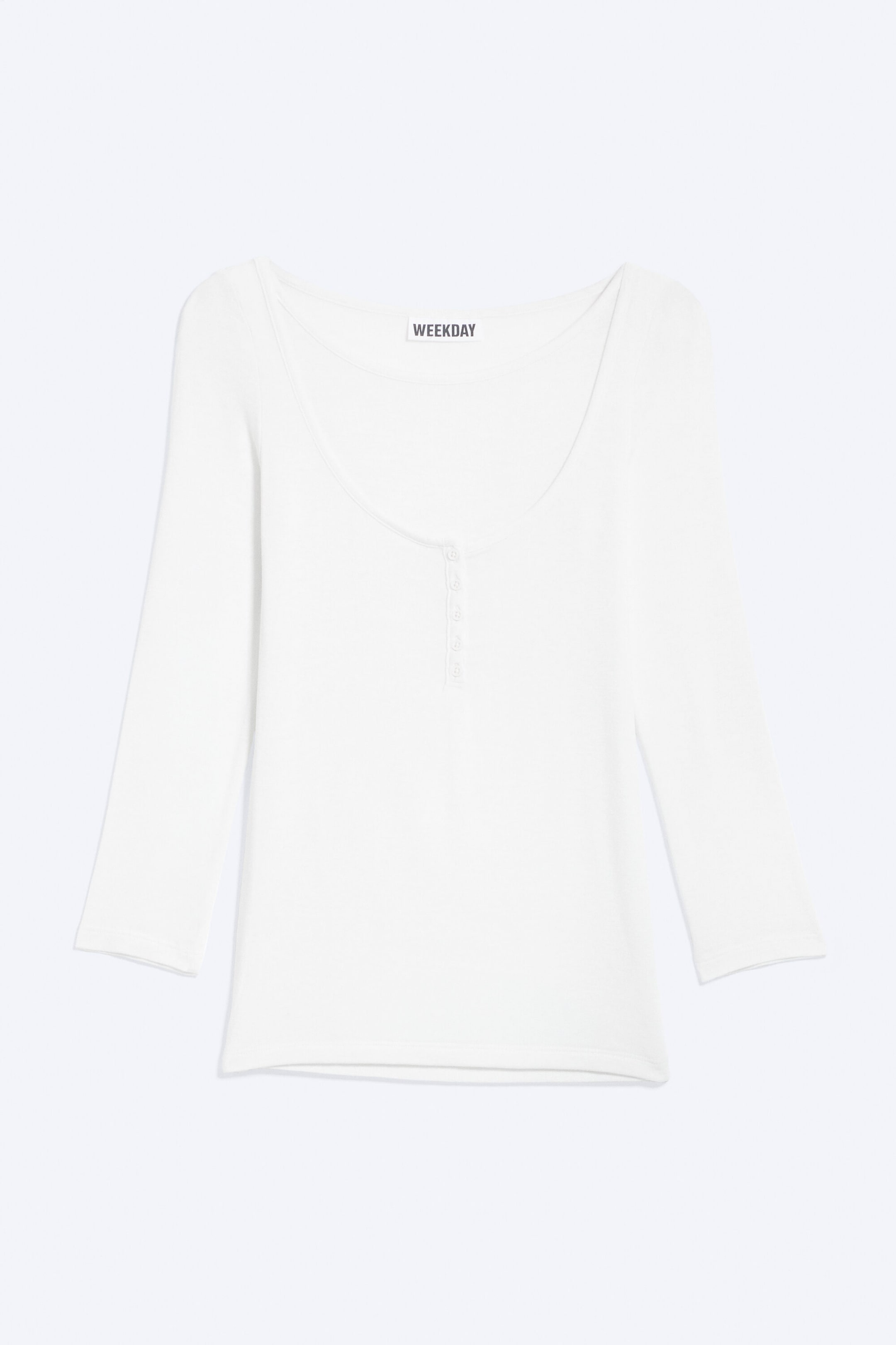Hvit - Henley-skjorte med trekvart ermer - 3