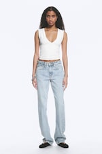 Dream Blue - Light Blue - Laika Mid Rise Regular Straight Leg Jeans - 0