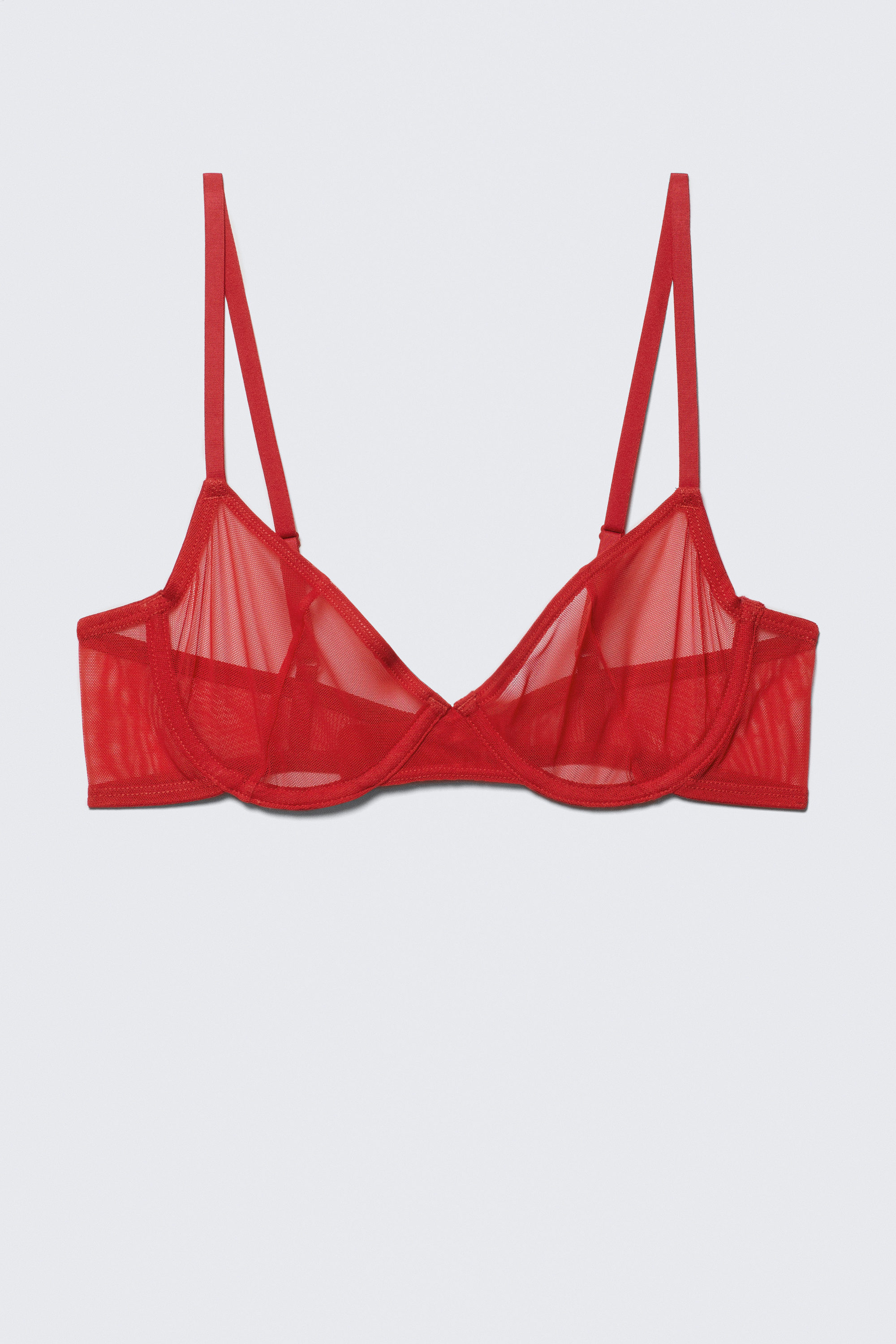 Bright Red - Mesh Wire Bra - 1