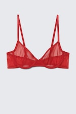 Bright Red - Mesh Wire Bra - 0