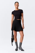 Black - Mid-Rise Bell-Shaped Midi Skirt - 0