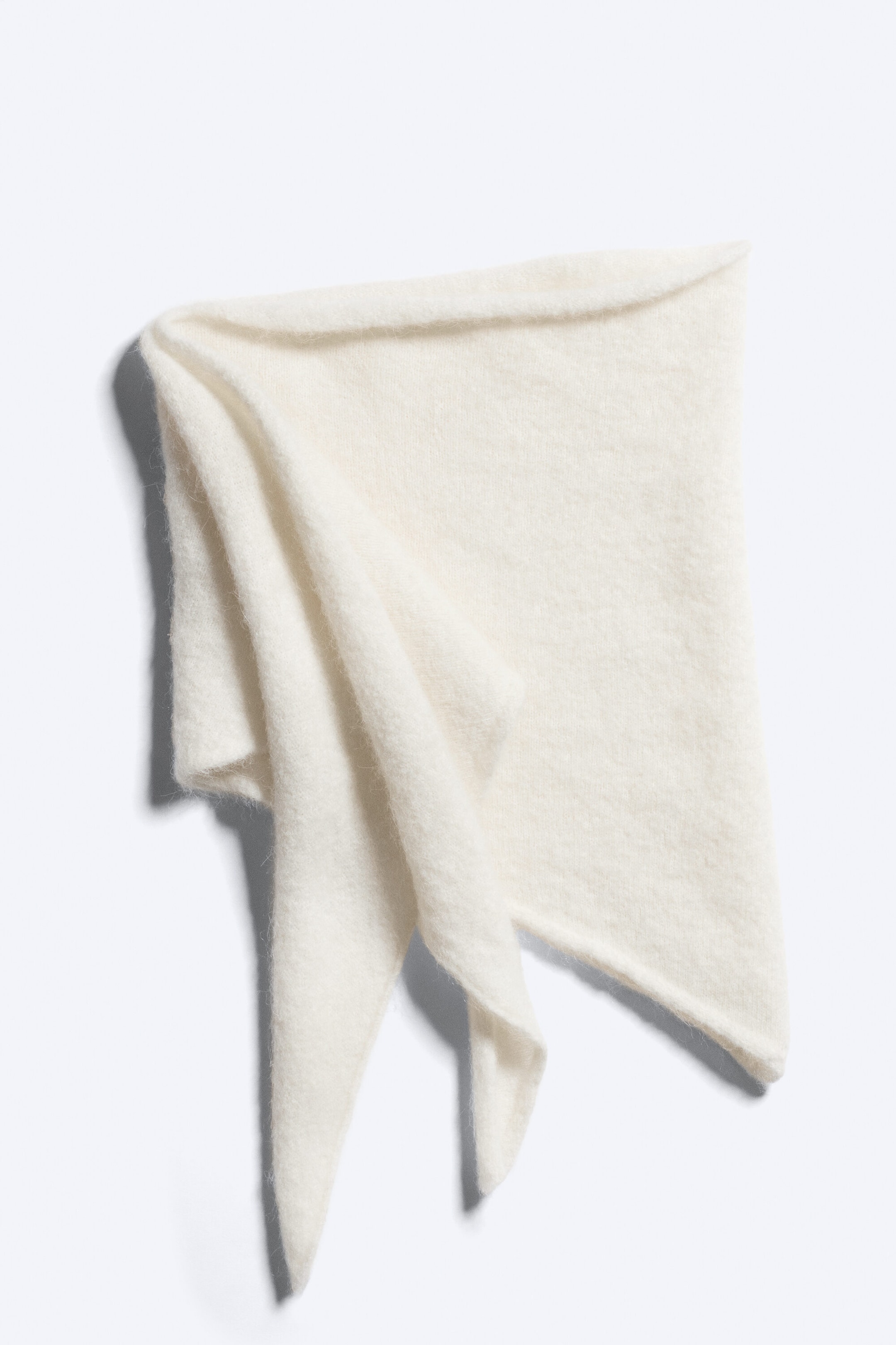 White - Hairy Wool-Blend Triangle Scarf - 2
