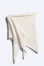 White - Hairy Wool-Blend Triangle Scarf - 1