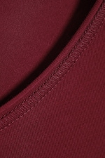 Dark Red - Fitted Three-Quarter Sleeve Top - 1