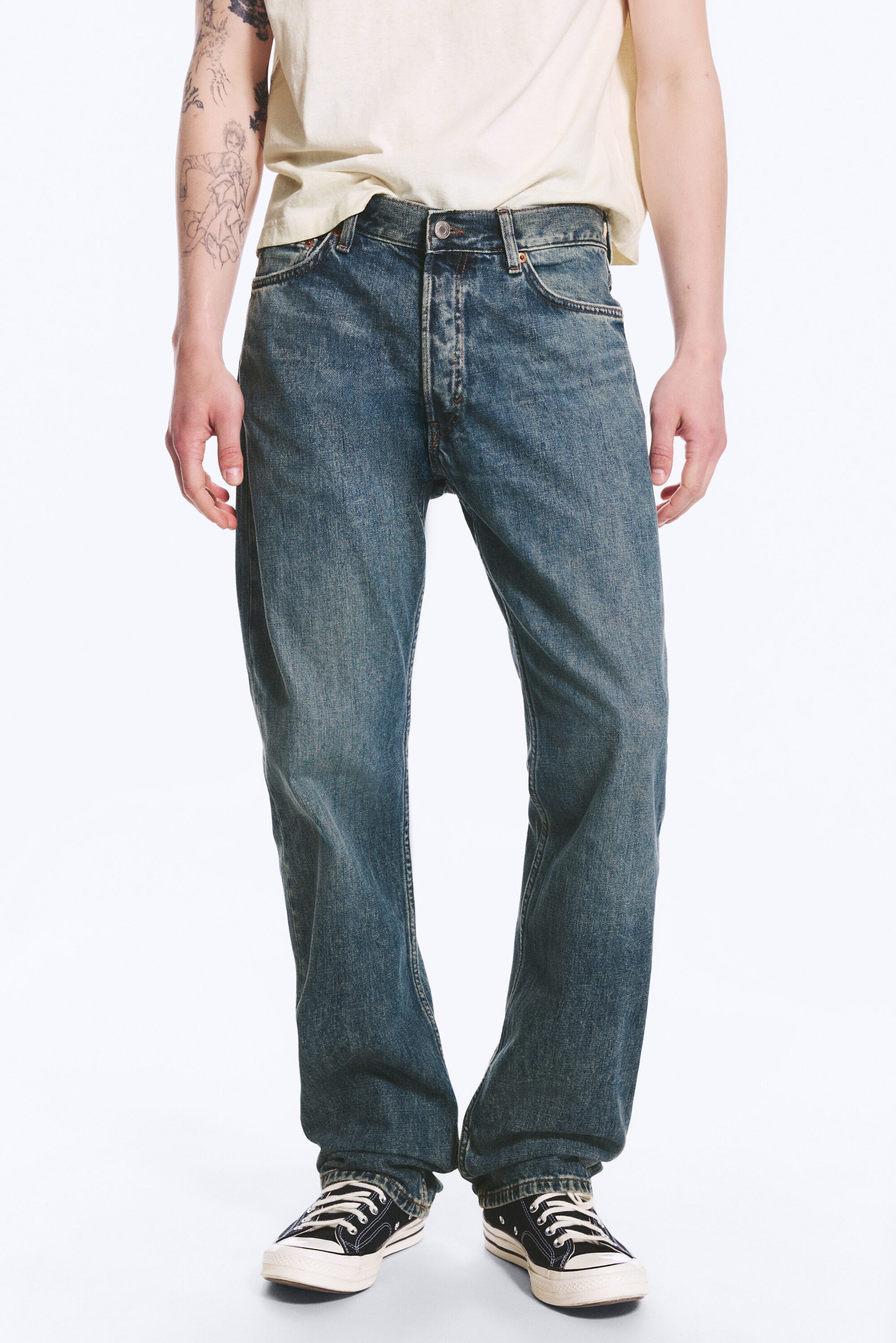 Second Blue - Medium Blue - Space Mid Rise Relaxed Straight Jeans - 2