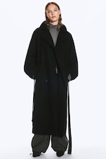 Black - Kia Oversized Wool-Blend Double-Breasted Coat - 2