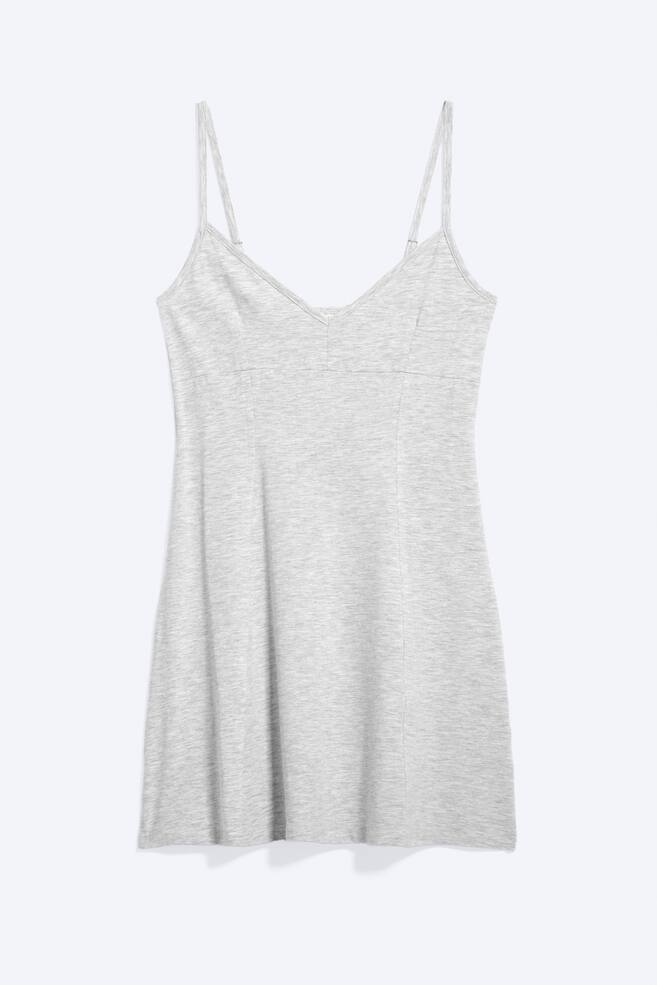 Mini-robe à bretelles - Mélange gris poudré clair/Jaune cendré lime - 1