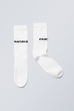 White - Cotton Graphic Socks - 0