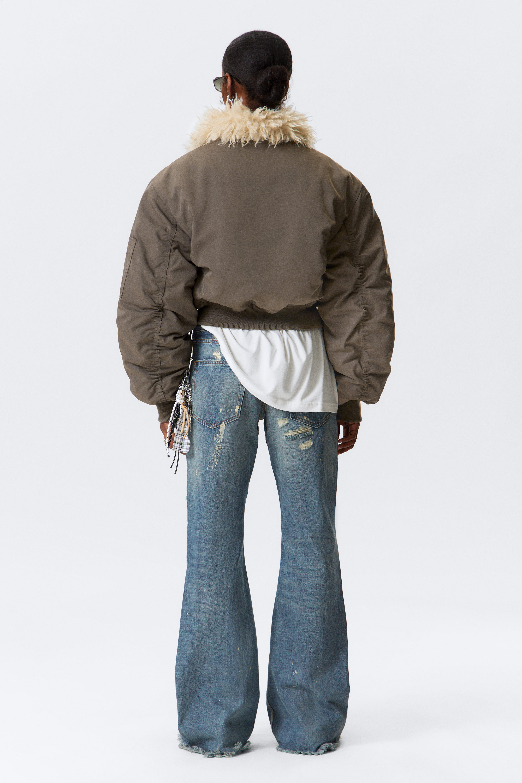 Mörk mullvad - Bomberjacka med fuskpälskrage - 3