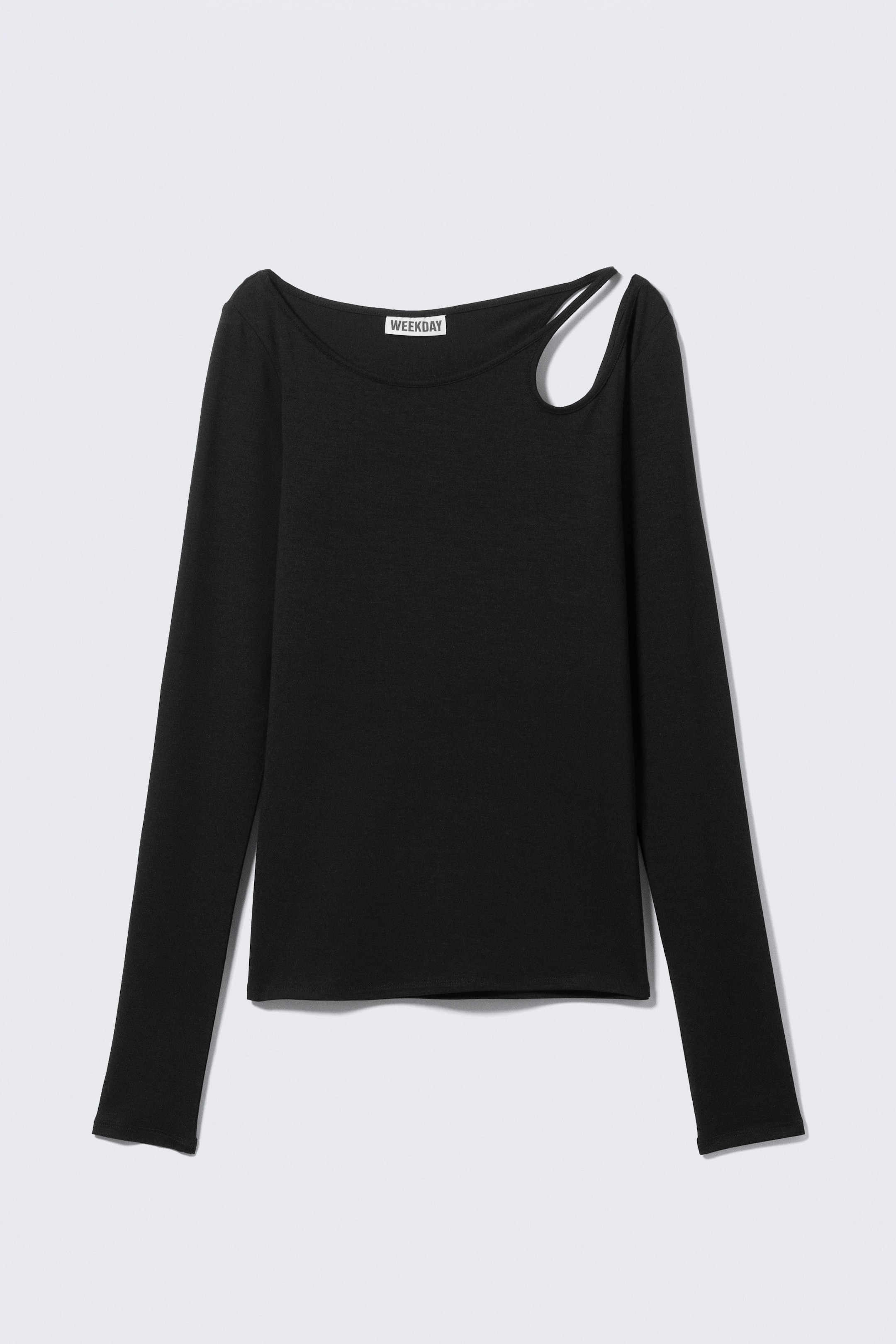 Black - Long-Sleeved Off-Shoulder Top - 1