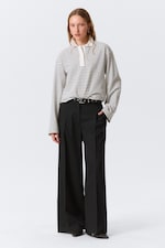 Black - High Waisted Wide Leg Suiting Trousers - 0