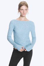 Dusty Light Blue - Gebreide geribde trui - 1