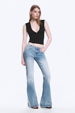 Climb Blue - Light Blue - Katsumi Low Rise Slim Flared Leg Jeans - 0