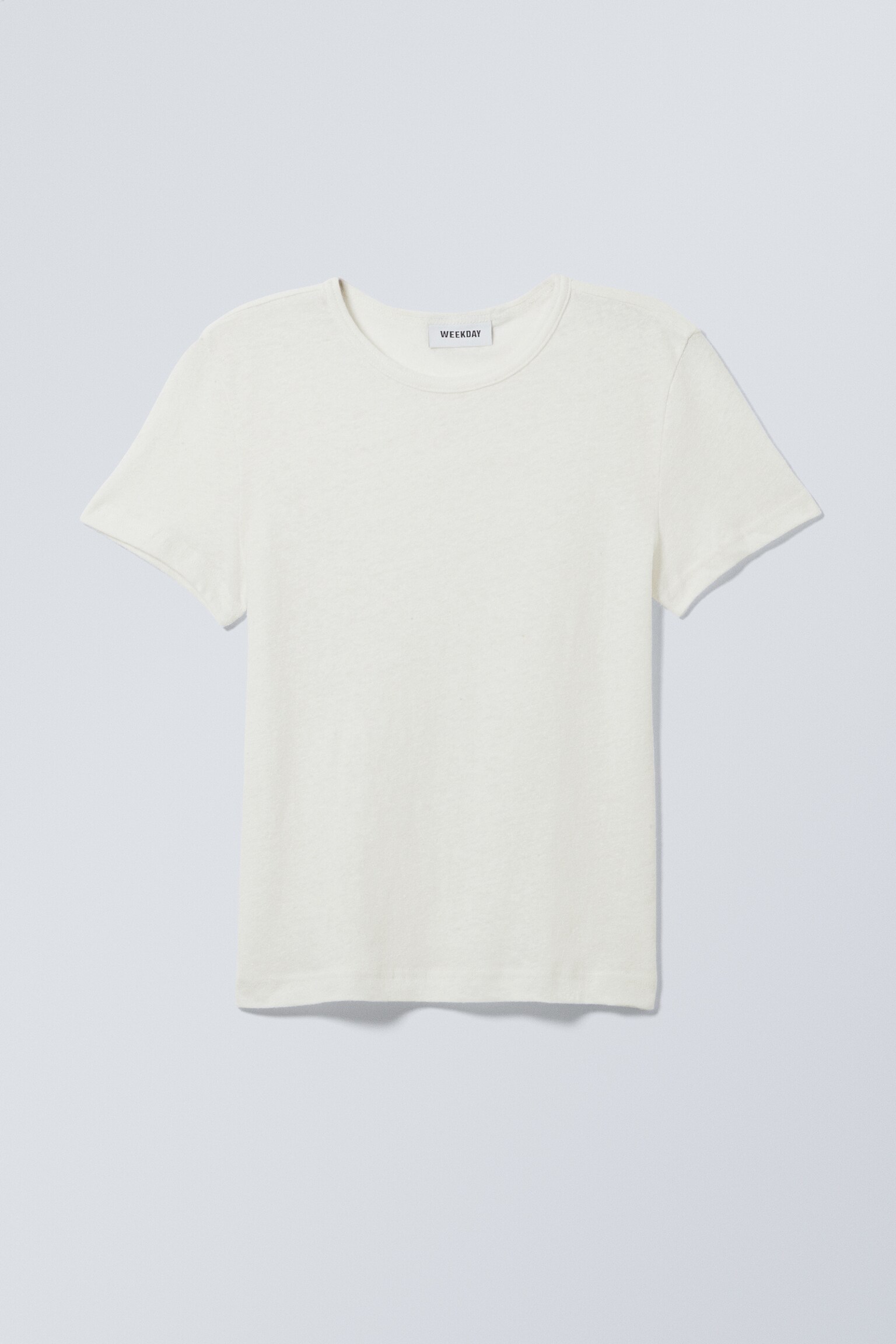 Sheer Fitted Linen Blend T-shirt - Dusty White/Dark Mole