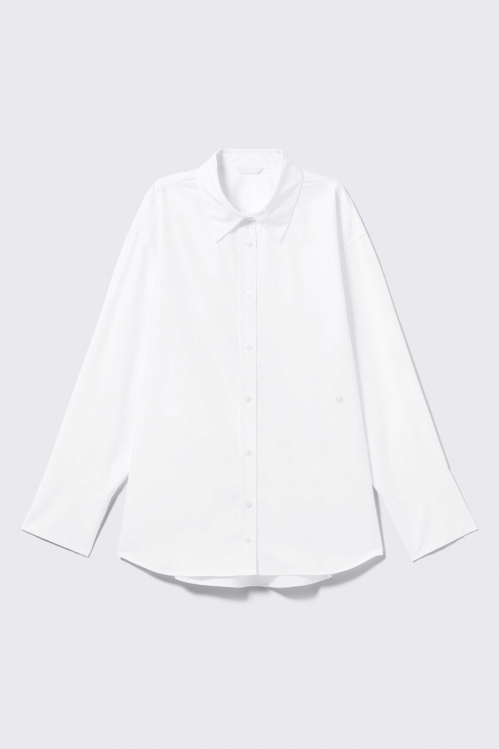 White - Cross-Buttoned Long-Sleeved Cotton Shirt - 4