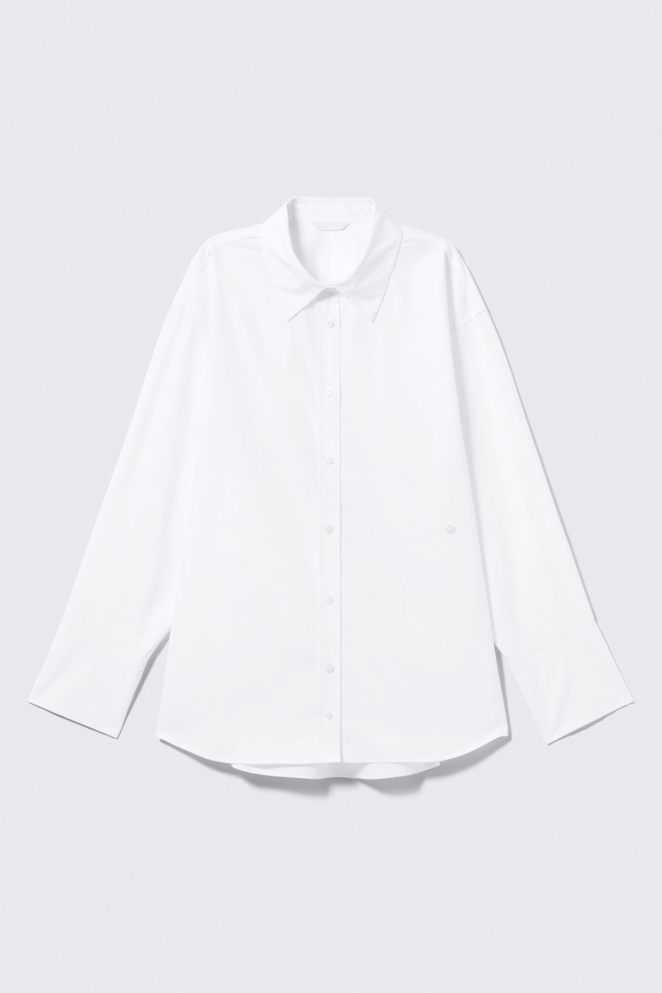 White - Cross-Buttoned Long-Sleeved Cotton Shirt - 4