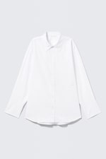 White - Cross-Buttoned Long-Sleeved Cotton Shirt - 4