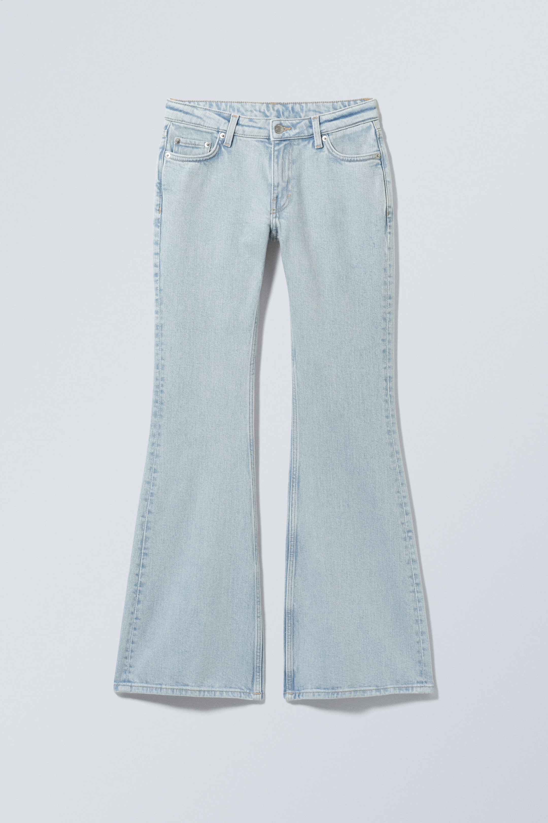 Snow Blue - Light Blue - Flame Low Rise Slim Flared Leg Jeans - 5