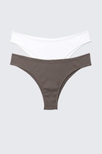 White & Washed Grey - 2-pack Ribbed Brazilian Briefs - 3