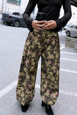 Khaki - Blumenprint - Ballonhose mit niedrigem Bund - 1
