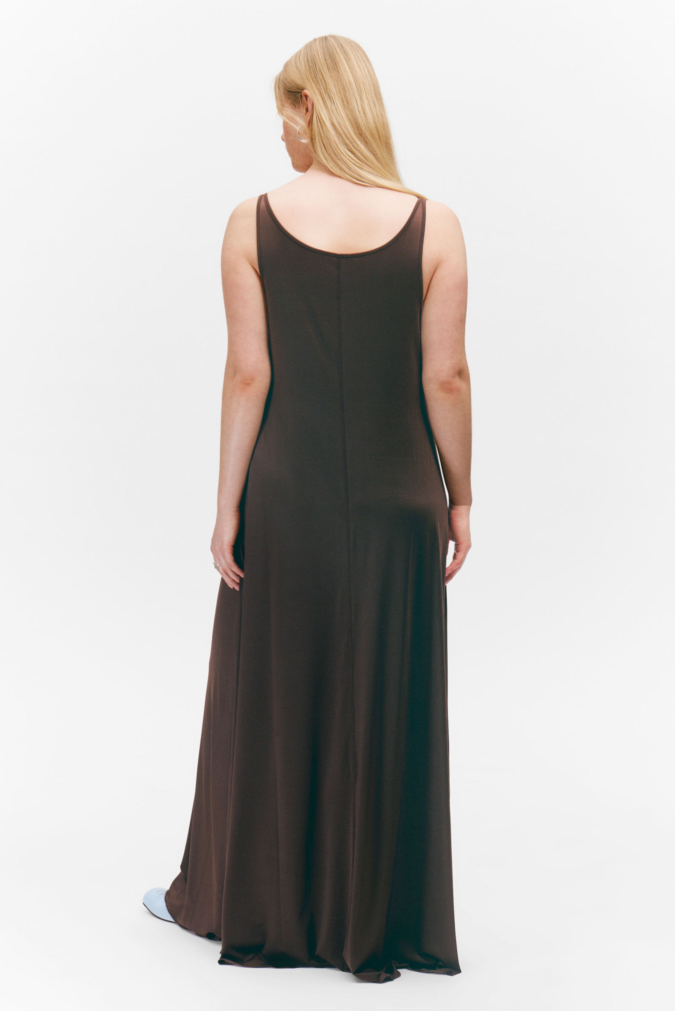 Dark Brown - Sleeveless Tank Maxi Dress - 2