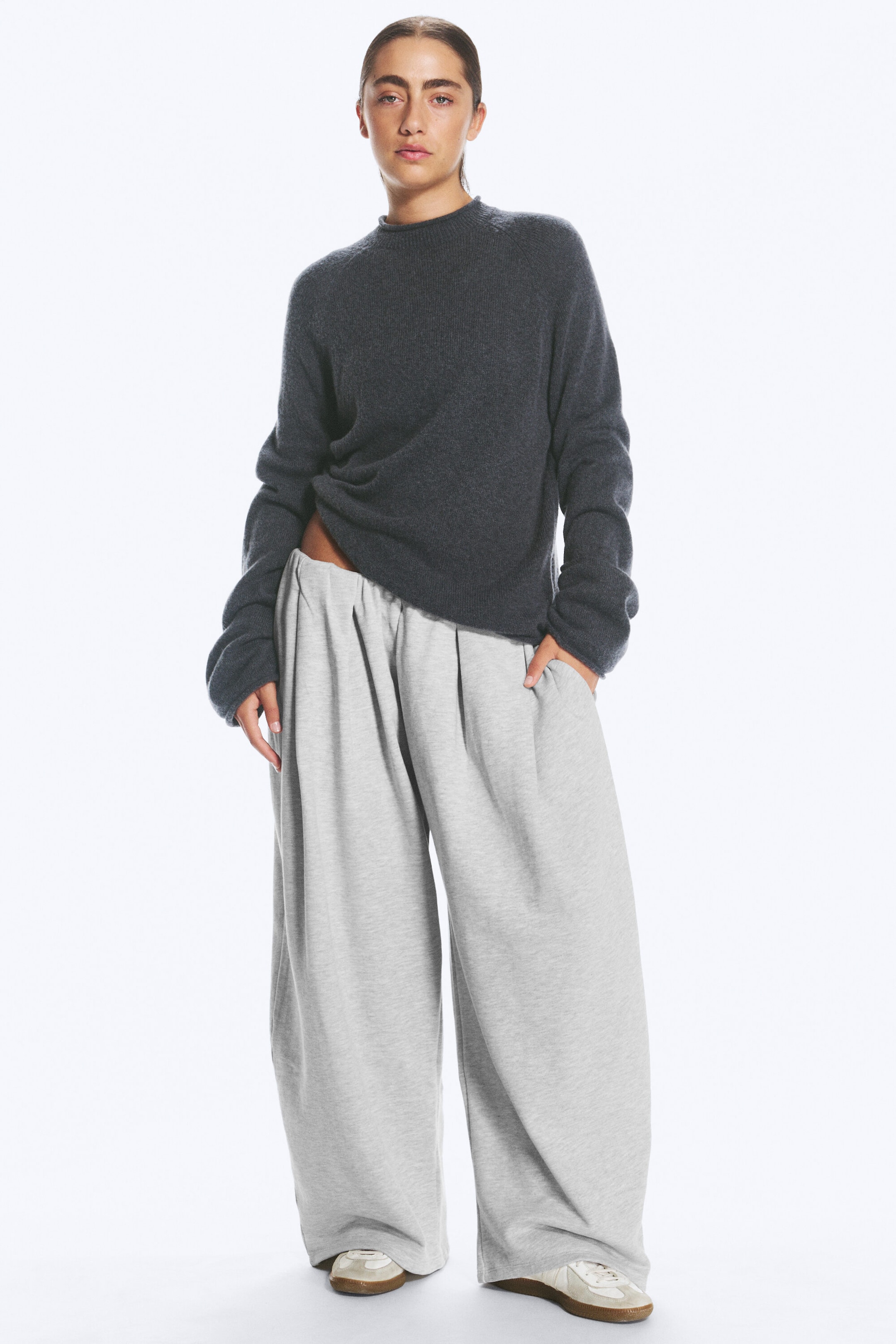 Dark Grey - Loose wool blend jumper - 2