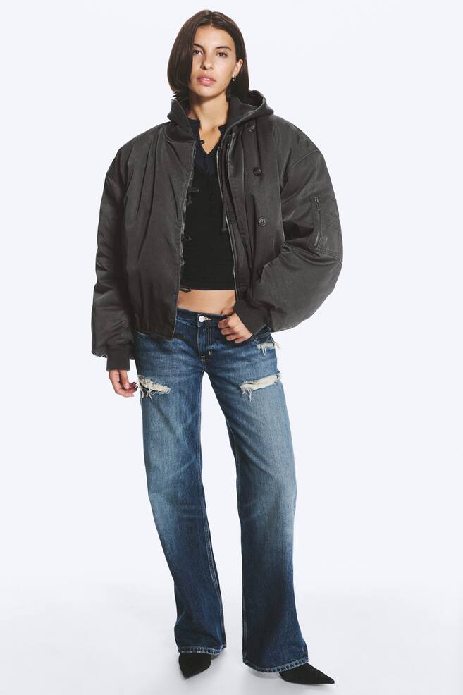 Oversized Bomberjacke - Dunkelgrau - 1