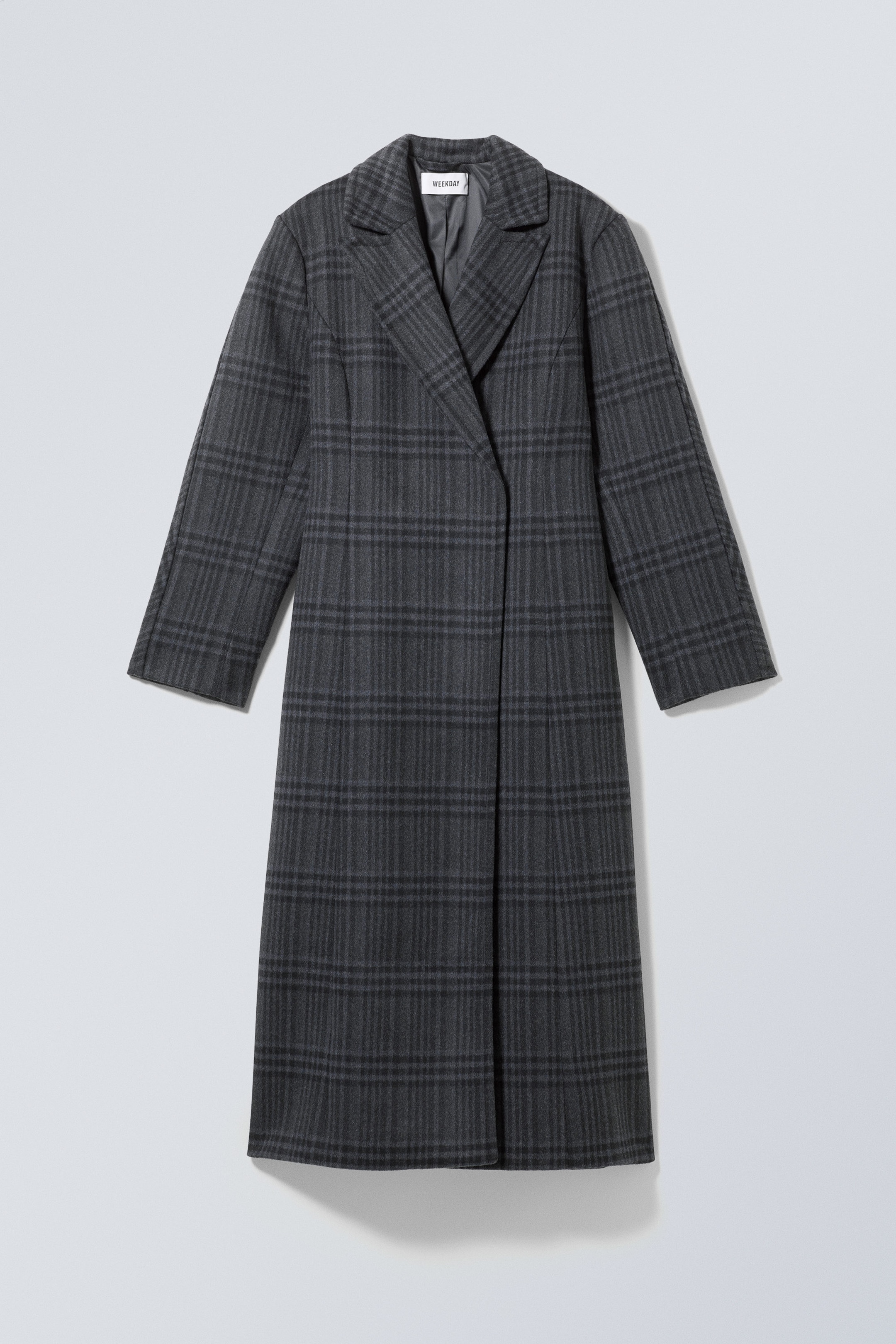 Dark Grey Check - Delia Waisted Wool Blend Coat - 0