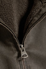 Dunkles Khakigrün - Pile Lined Hooded Jacket - 6