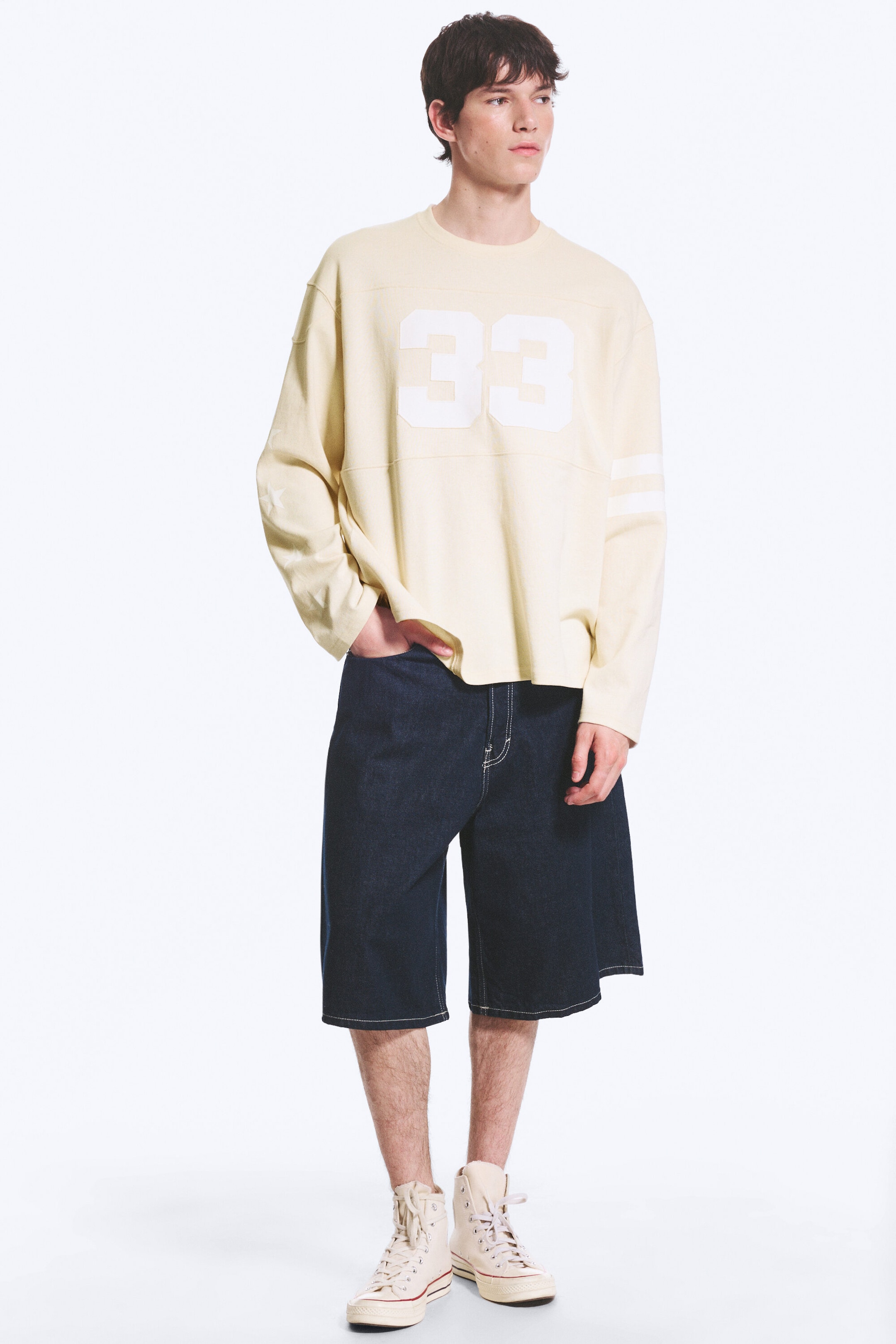 Helles Beige - 33 - College-Longsleeve mit lockerer Passform - 3