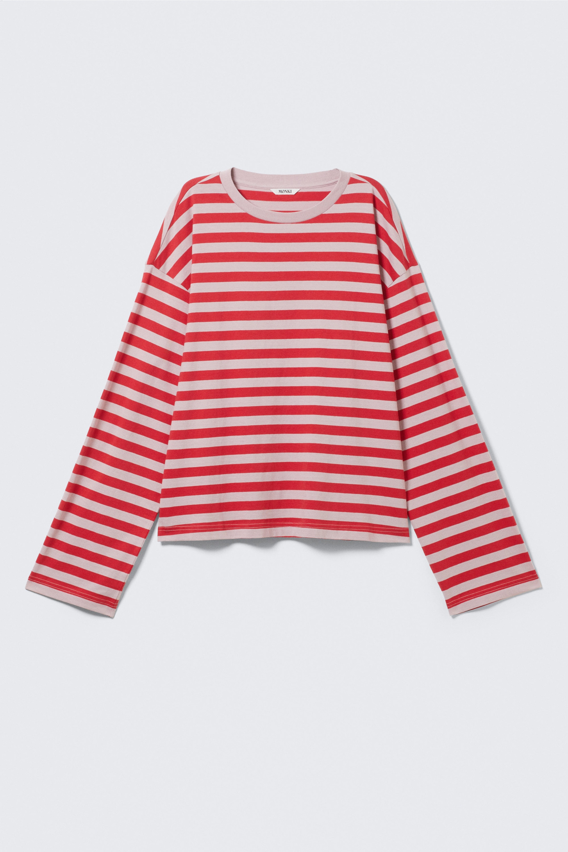 Red & Pink Stripes - Long-Sleeved Cotton T-shirt - 3