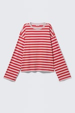 Red & Pink Stripes - Long-Sleeved Cotton T-shirt - 3