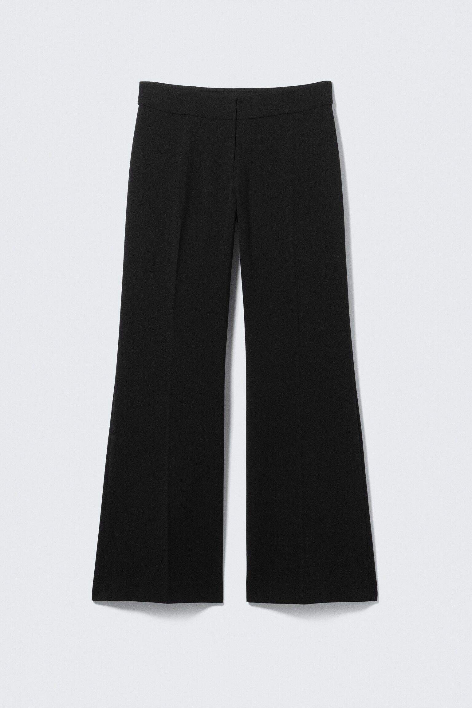 Mid Rise Flared Suiting Trousers - Black/Dark Grey Melange - 2