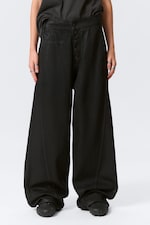 Black Coating - Black - Astro Loose Utility Baggy Leg Unisex Jeans - 3