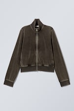 Washed Black - Washed Velvet Mini Jacket - 0