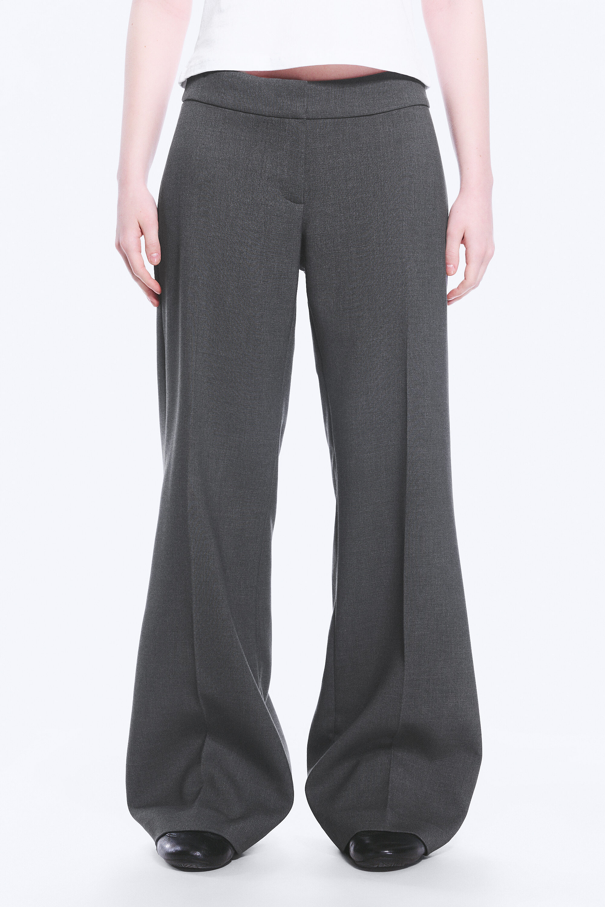 low rise straight suiting trousers - Dark Grey Melange | Weekday EU