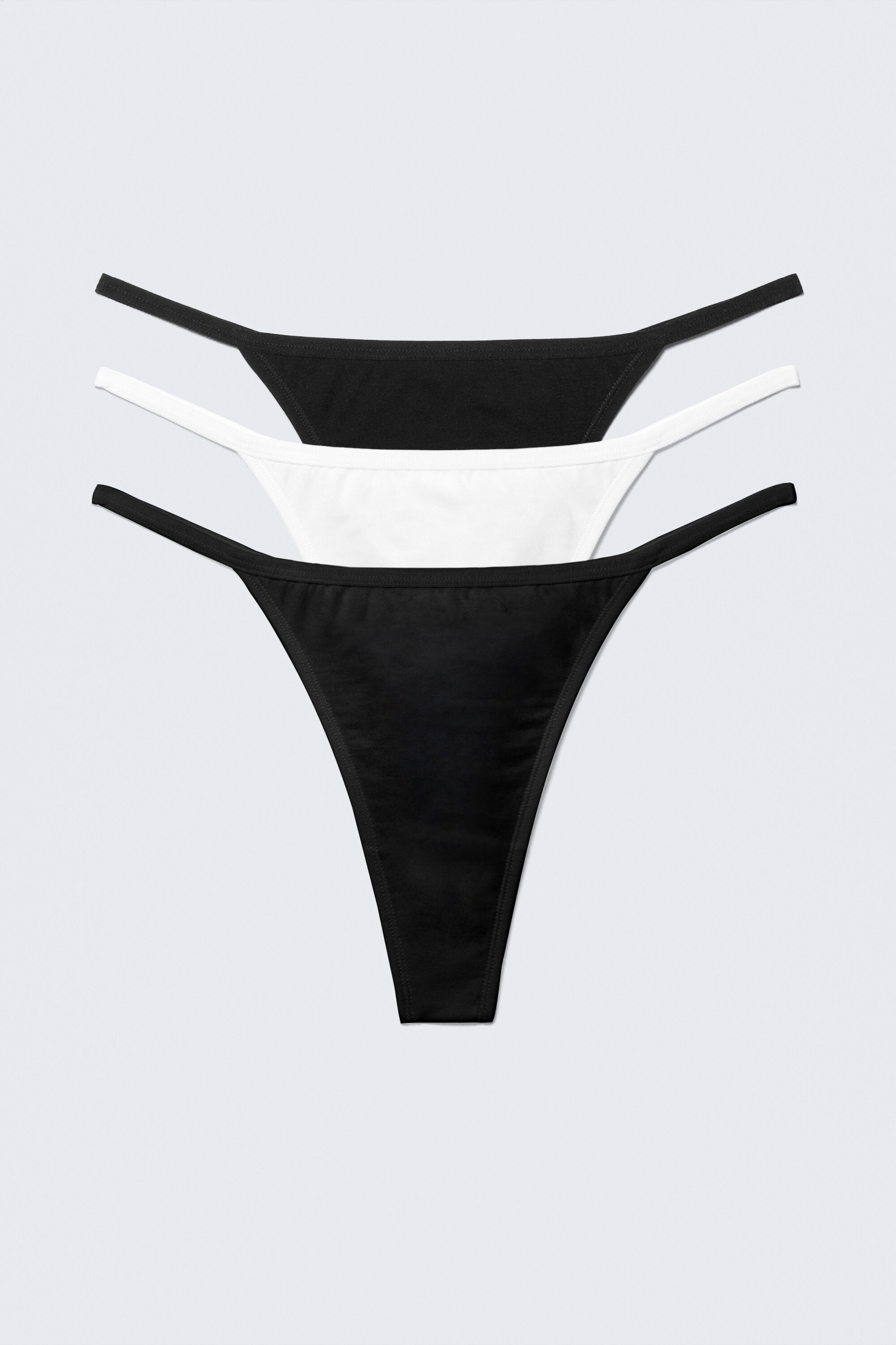 Zwart/grijs/wit - 3-pack strings van zacht katoen - 6