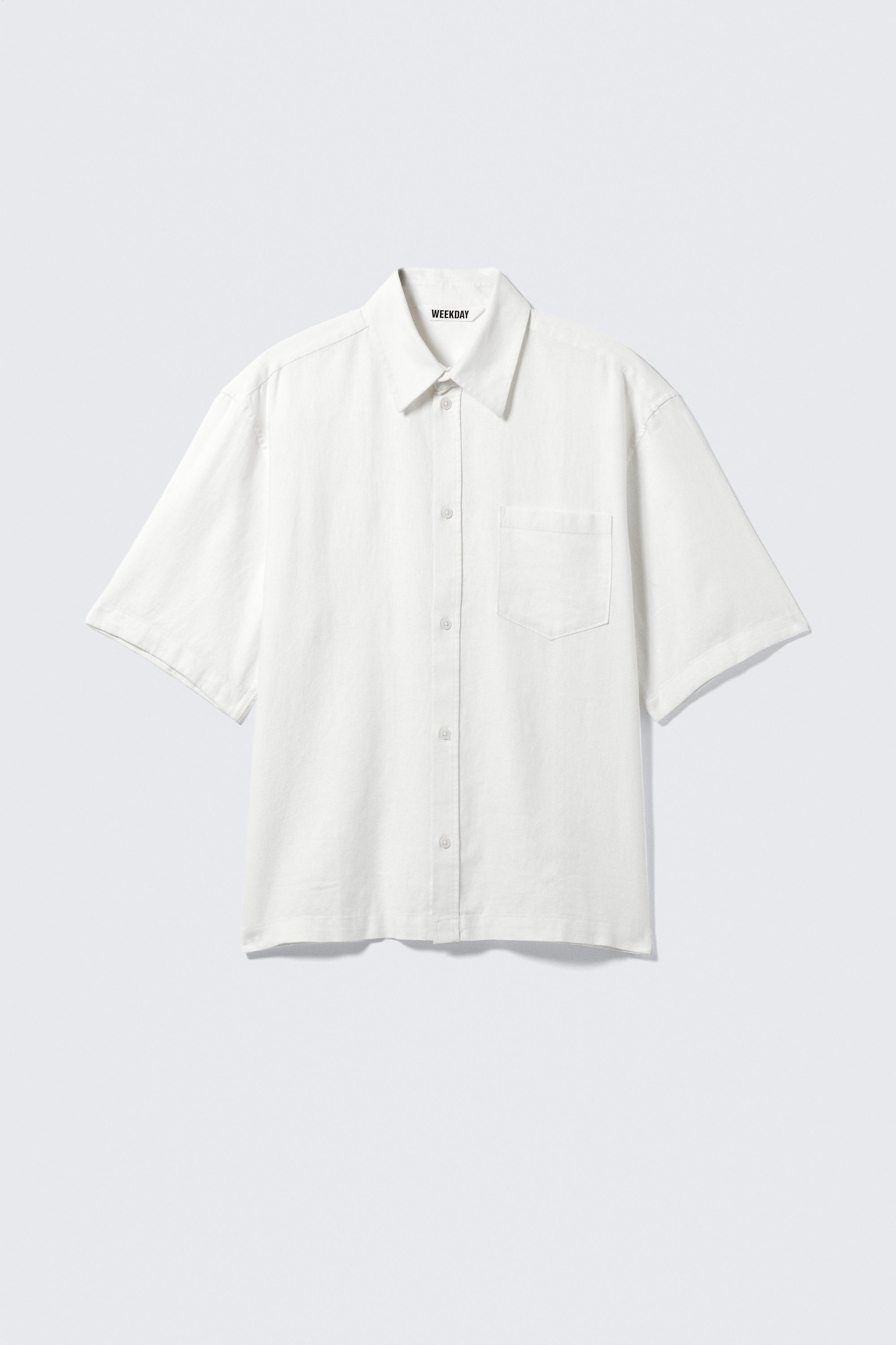 relaxed short-sleeved linen-blend shirt - Dusty White | Weekday EU