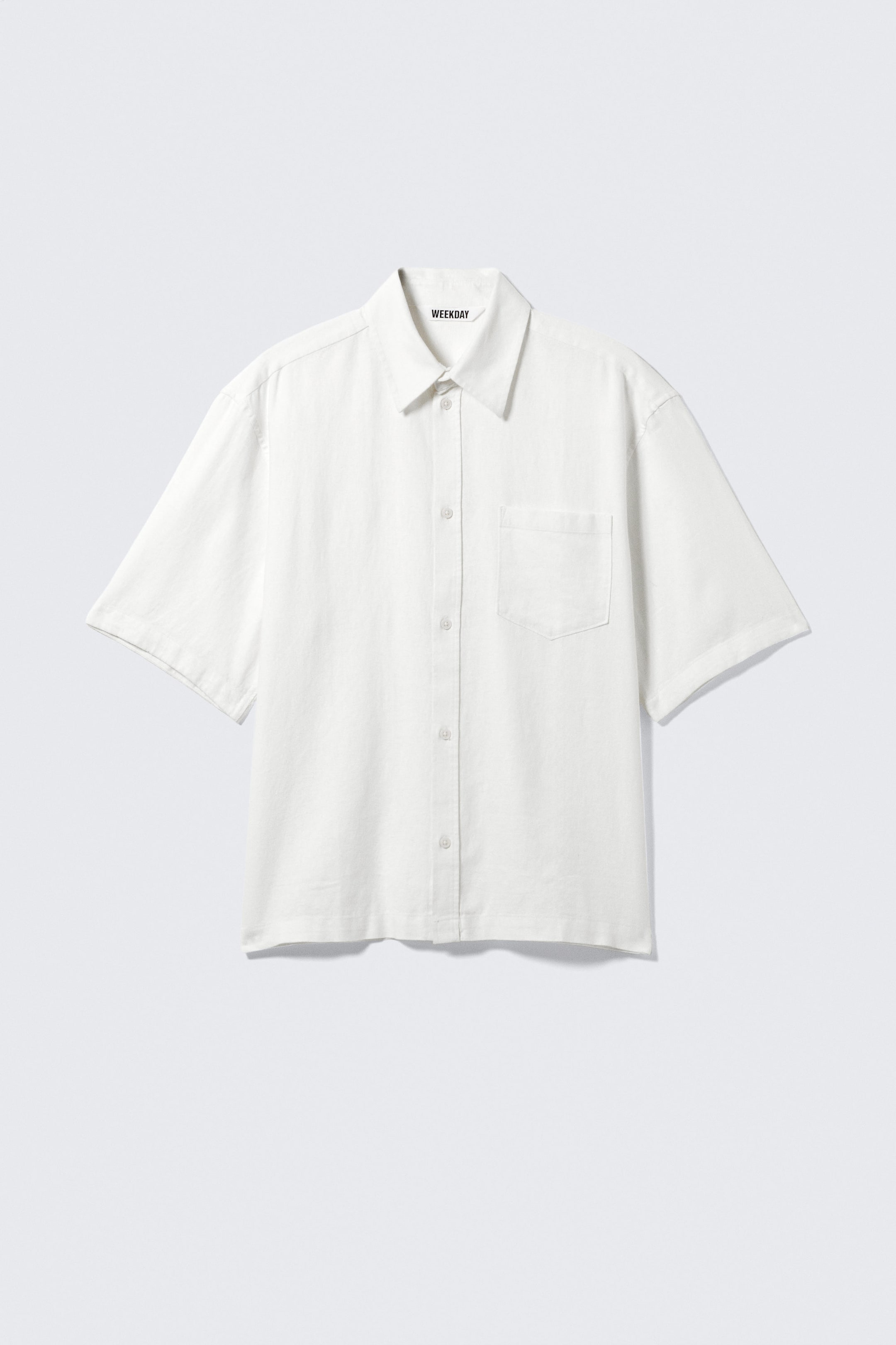 Staubiges Weiß - Lockeres Kurzarmhemd aus Leinenmischung - 1