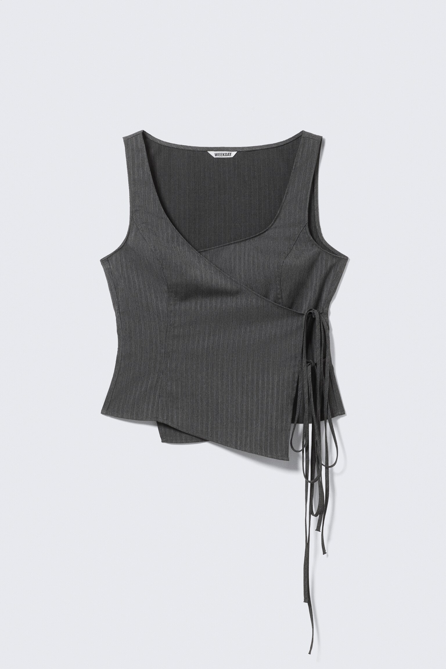 Asymmetric Wrap Strap Top - Mørk gråmelert/Svart - 2