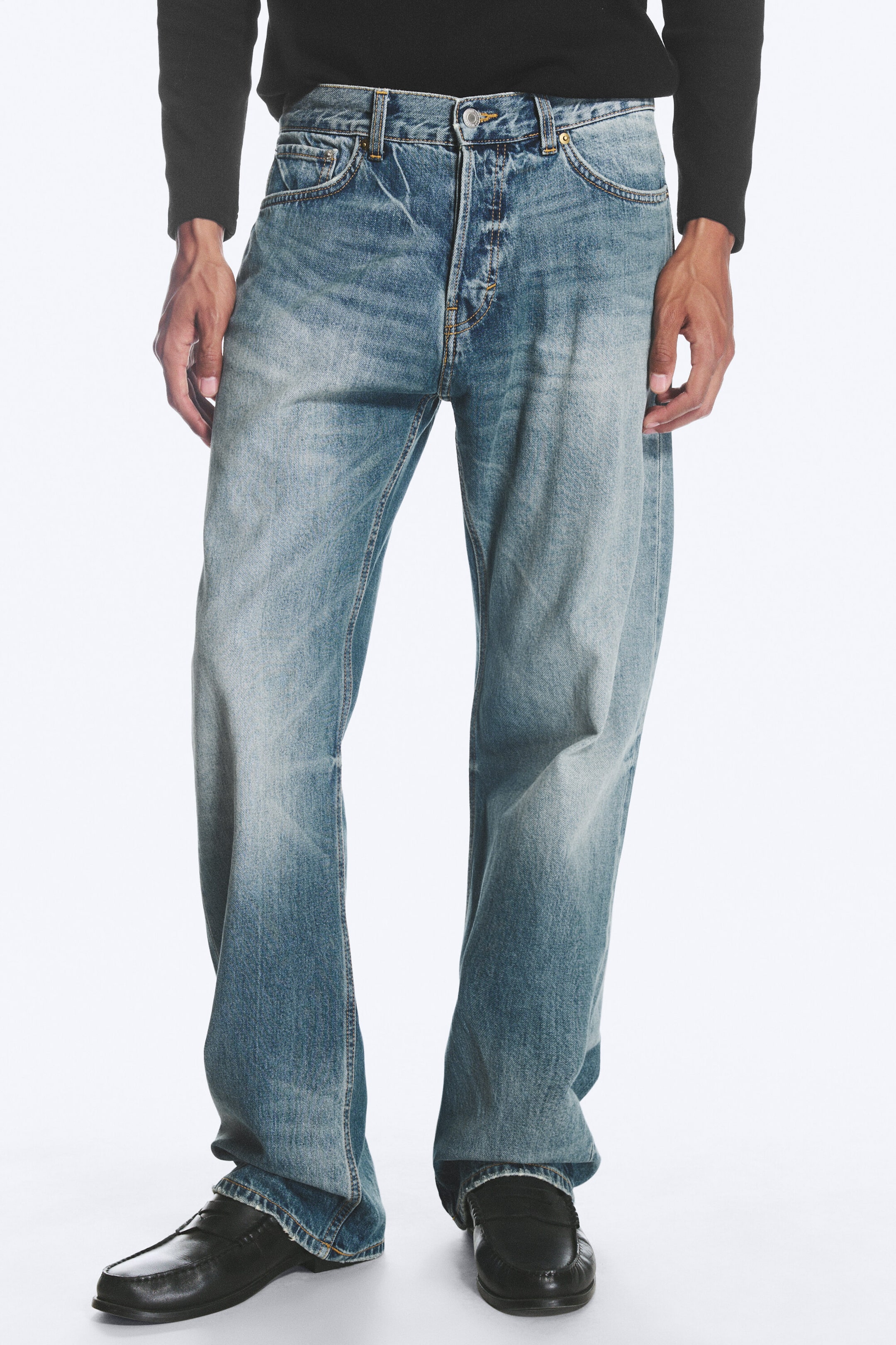 Stirrup Blue – middels blå - SPACE MELLOMHØY MIDJE ROMSLIGE STRAIGHT JEANS - 2