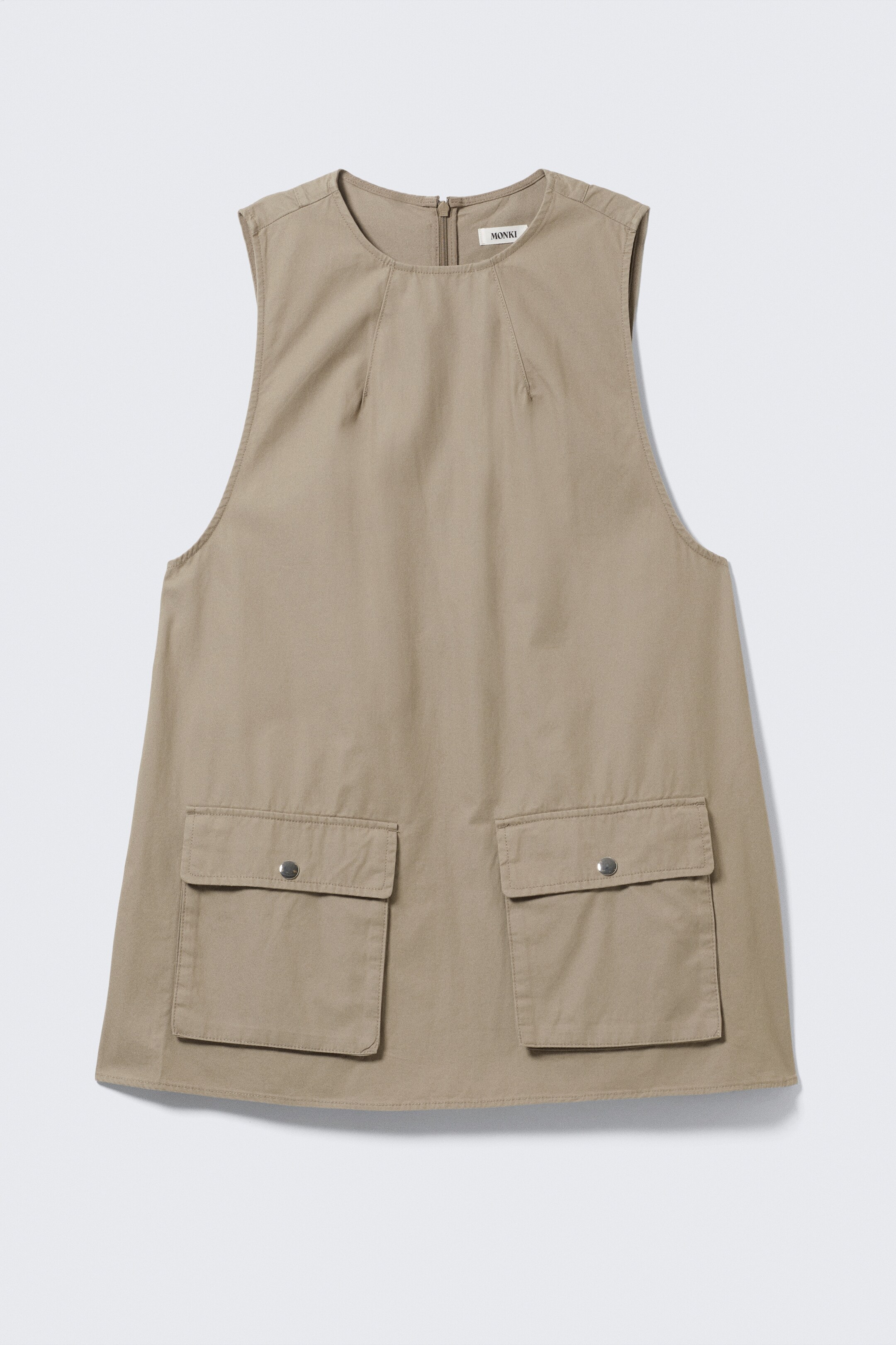 Grotere afbeelding bekijken: Utility Cotton Canvas Mini Pinafore Dress - Beige - DAMES | H&M BE 4