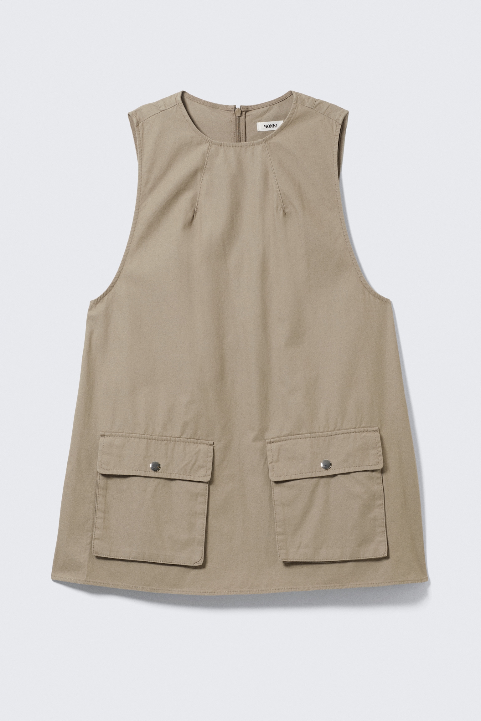 Mini-Latzkleid aus Baumwoll-Canvas im Utility-Look - Beige/Hellgelb - 2