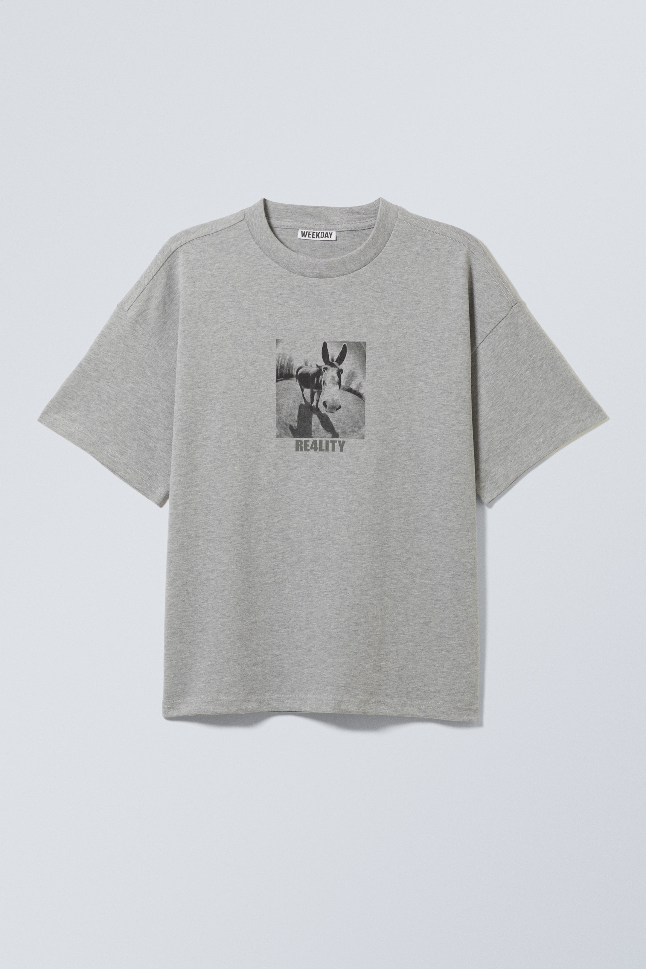 Grey - Donkey Reality - Great Boxy Printed Graphic Tee - 0