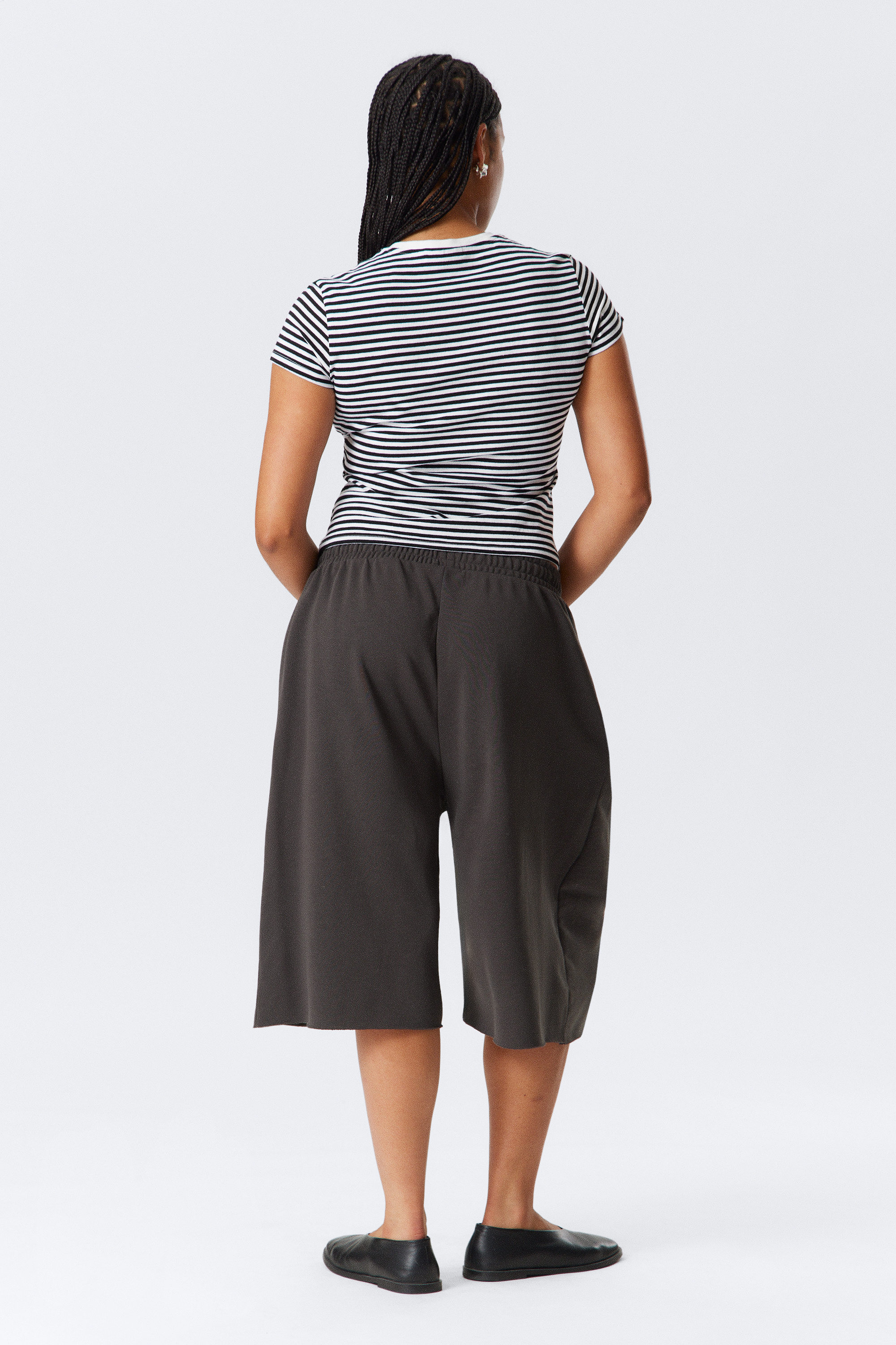 Black & White Stripe - Slim Short-Sleeved Cotton T-shirt - 2