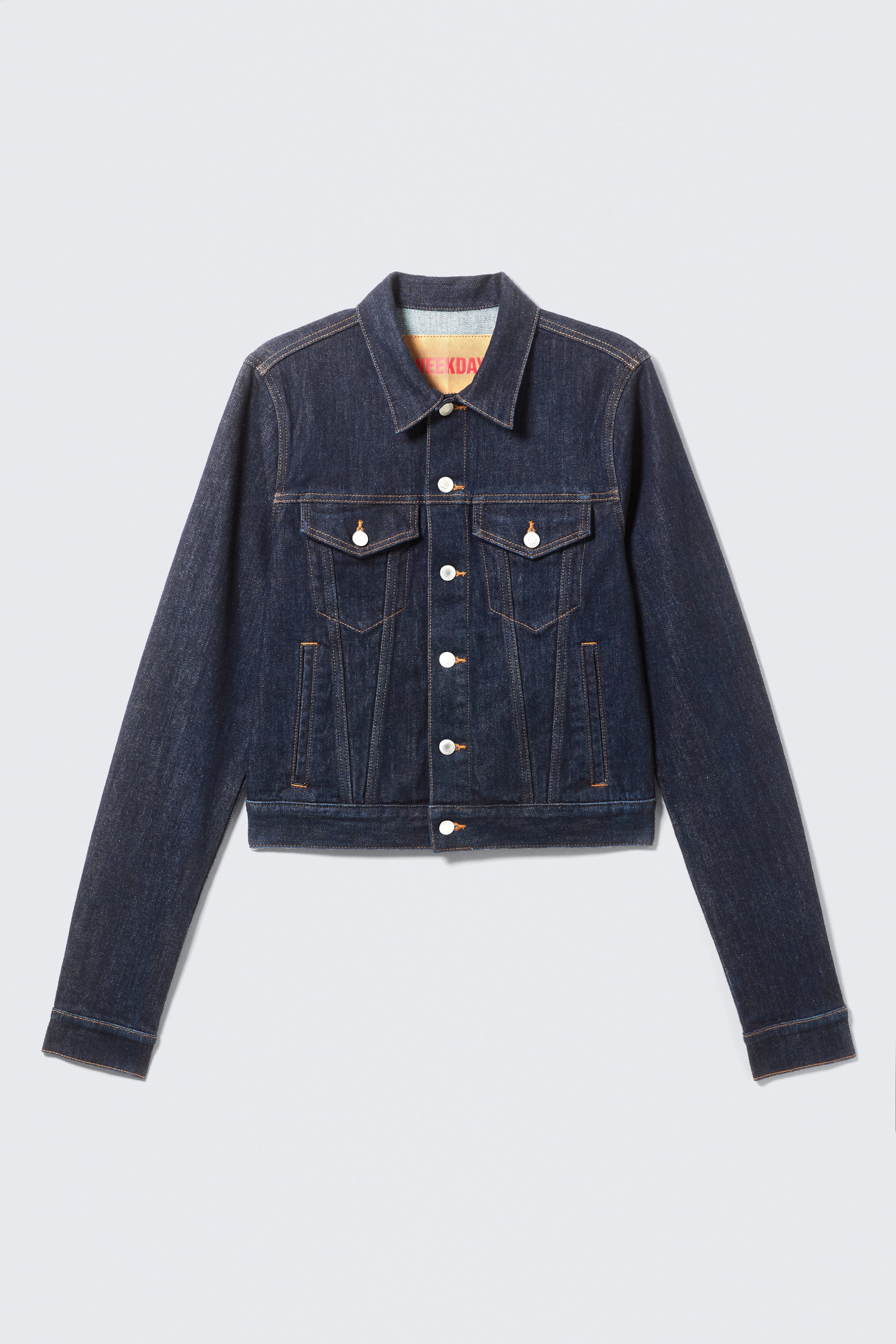 Blue Rinse - Dark Blue - Fitted Denim Trucker Jacket - 6