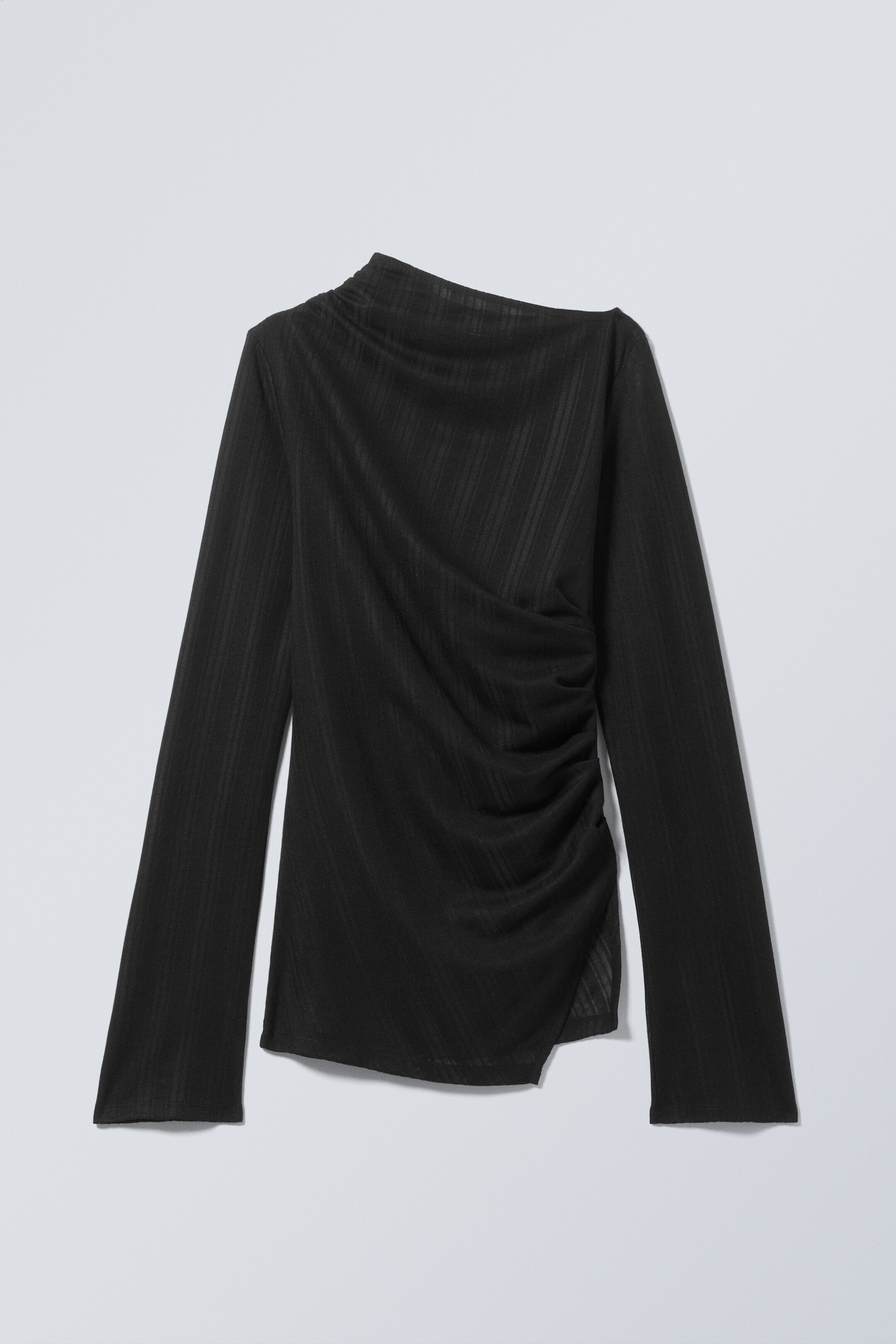 View larger image: Sheer Asymmetric Long-Sleeved Top - Black - Ladies | H&M GB 1