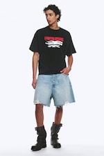 Schwarz - "Haunted Dreams" - Bedrucktes kastiges T-Shirt - 0