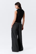 Black - Sleeveless Funnel Neck Top - 3