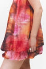 Red & Orange - Calypso Flower - Sleeveless Balloon Mini Dress - 1